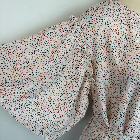 MOTHERHOOD MATERNITY White & Multicolor Blouse With Waist Tie | Size Medium - Picture 9 of 16